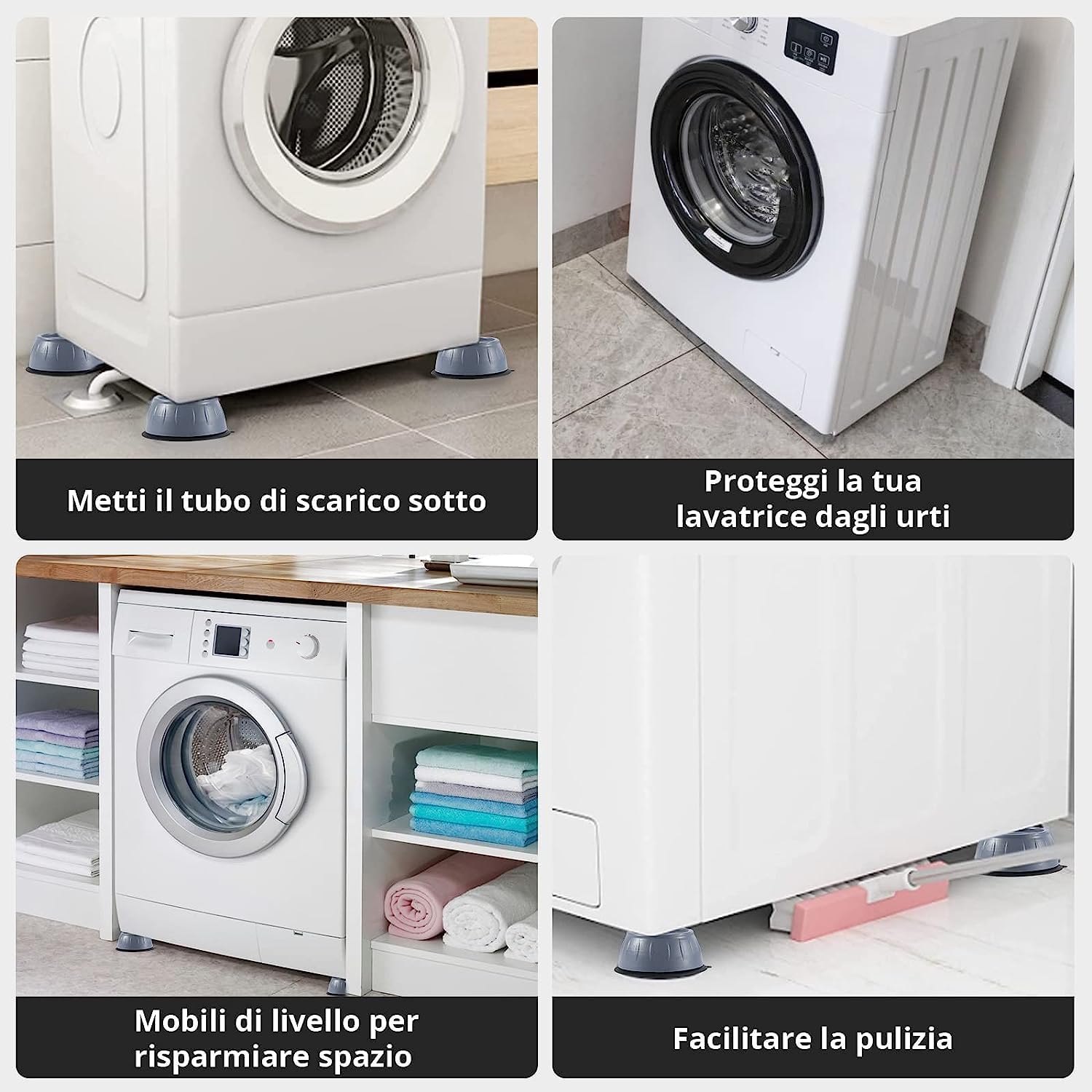 Vibration Feet Universal Washing Machine with Rubber Shock Absorber for Washing Machines and Dryers Universal Anti-Vibration Anti-Vibration Support 4 Pieces Non-Slip Mat for Refrigerator Table