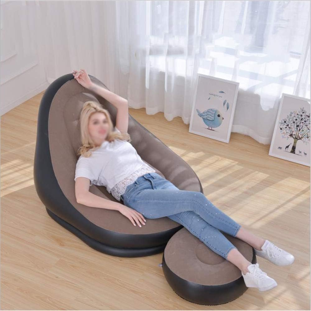 Inflatable Ultra Lounge Chair Blow Up Chaise Lounge with Ottoman Air Lazy Sofa Set Indoor Outdoor Portable Blow-Up Seat for Lounge or Living Room with Manual air Pump