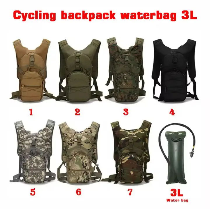 Hydration Backpack with Water Bladder, Multi Pocket Tactical Hydration Pack, Cycling Backpack for Rave, Hiking, Running, Camping