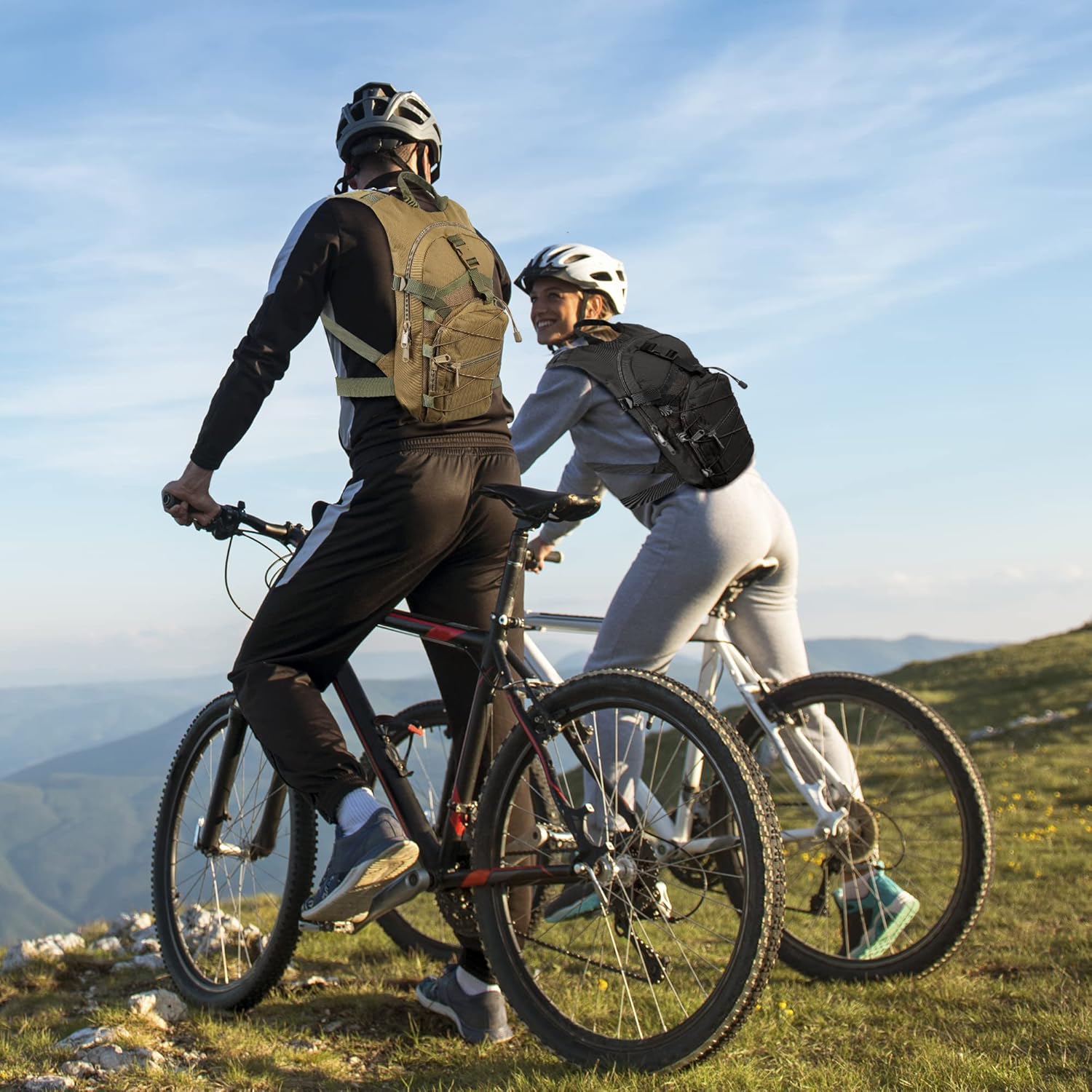 Hydration Backpack with Water Bladder, Multi Pocket Tactical Hydration Pack, Cycling Backpack for Rave, Hiking, Running, Camping