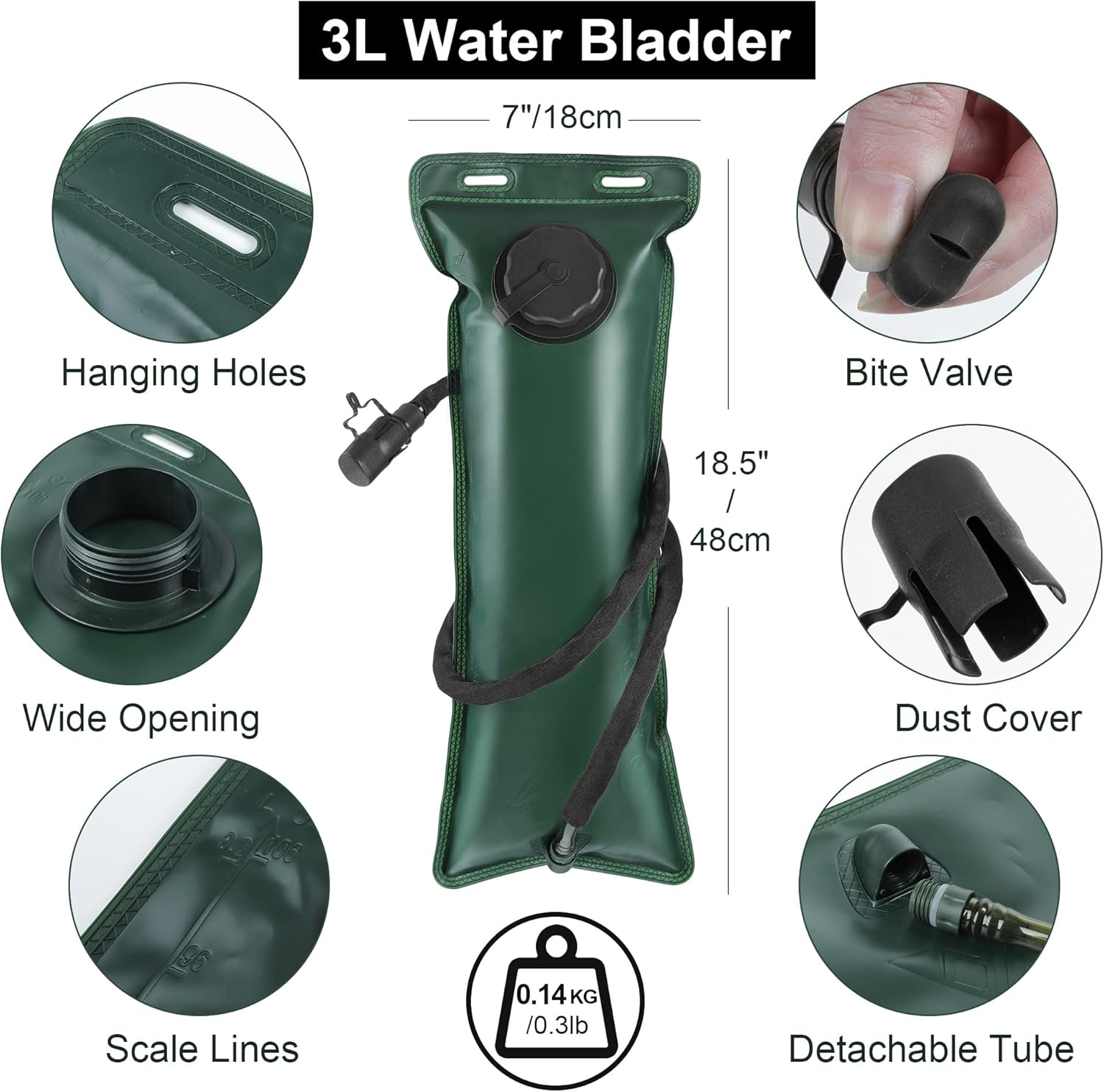 Hydration Backpack with Water Bladder, Multi Pocket Tactical Hydration Pack, Cycling Backpack for Rave, Hiking, Running, Camping