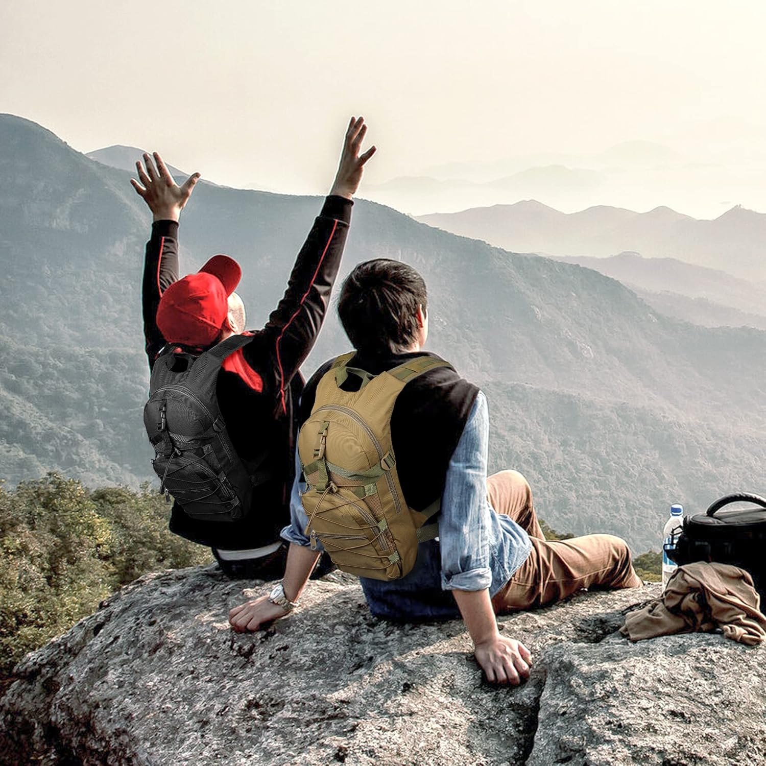 Hydration Backpack with Water Bladder, Multi Pocket Tactical Hydration Pack, Cycling Backpack for Rave, Hiking, Running, Camping