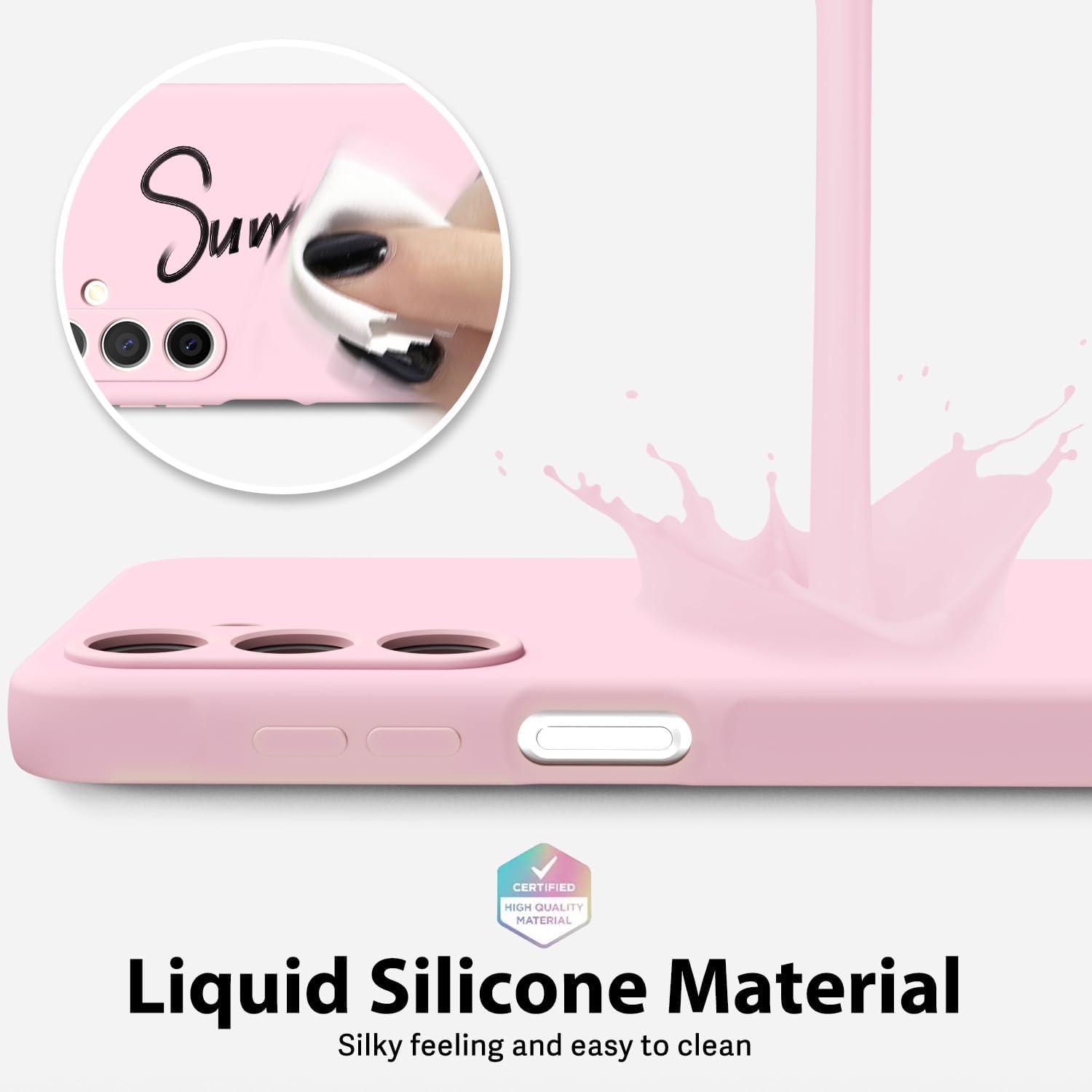 Samsung Galaxy A16 5G Case Silicone, Thin Slim Grip Soft Rubber Gel Protective Phone Case for Women, Matte Plain Solid Color Aesthetic Cute Girly Case with Camera Cover