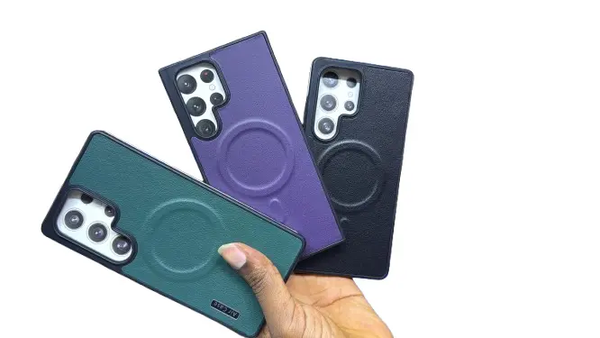 Samsung Galaxy S25 Ultra 5G Magsafe Magnetic Plain Leather Phone Case