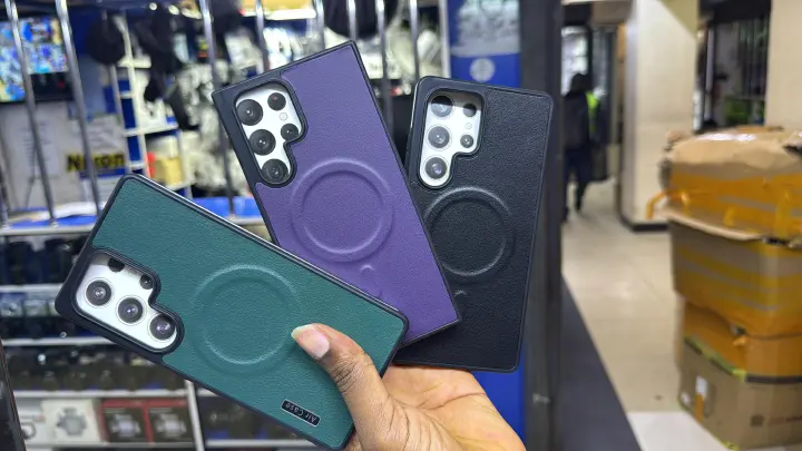 Samsung Galaxy S25 Ultra 5G Magsafe Magnetic Plain Leather Phone Case