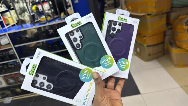 Samsung Galaxy S25 Ultra 5G Magsafe Magnetic Plain Leather Phone Case