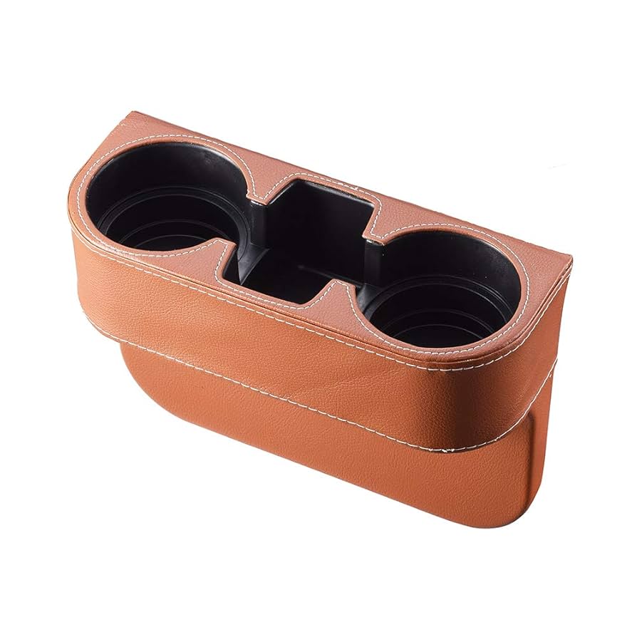 Car Seat Organizer Cup Drink Holders Multi Functional Gap Filler Storage Box Insert Organization Helps Reduce Distracted Driving & Holds Phone Mount Mug Bottle Cellphone