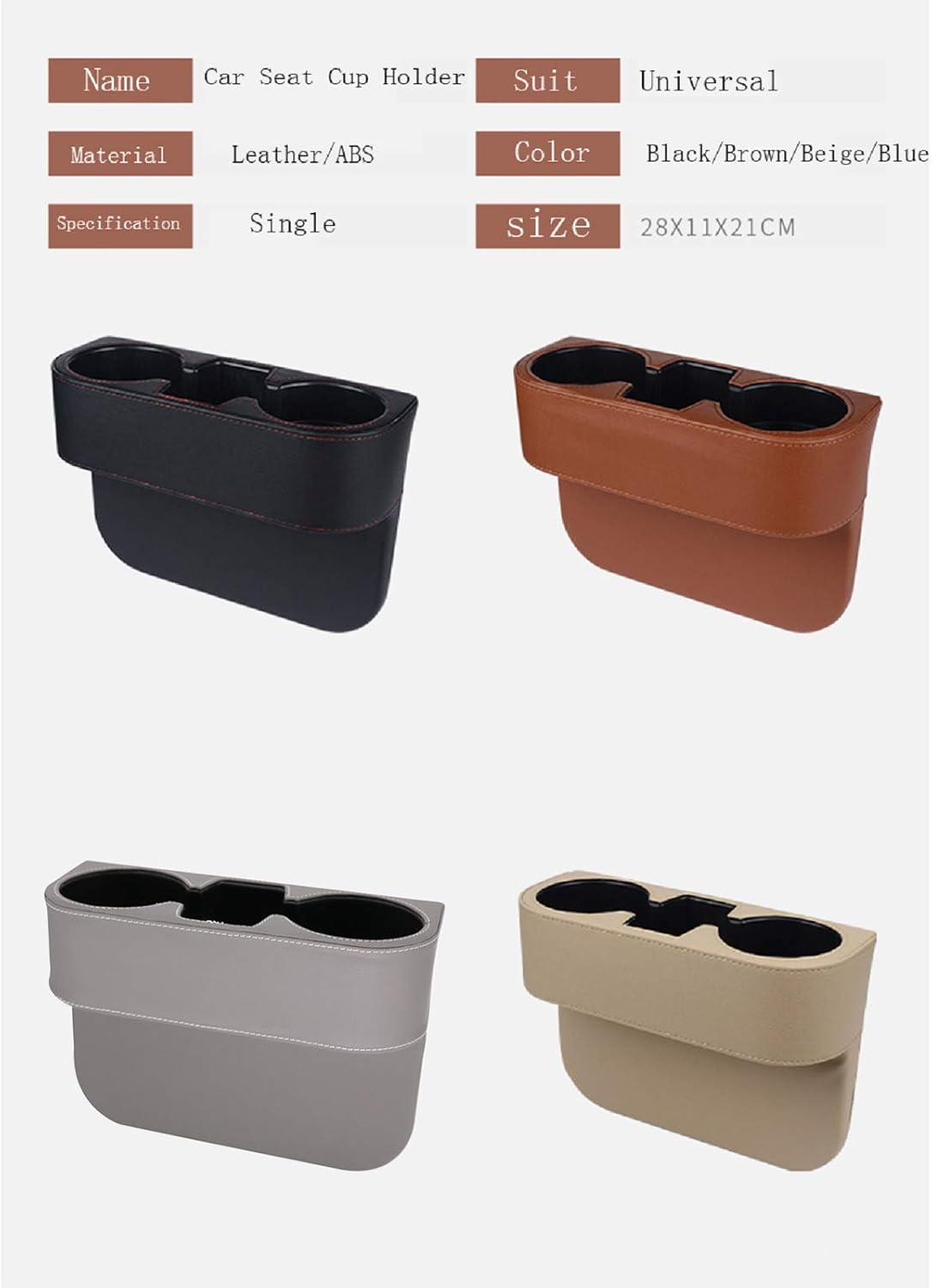 Car Seat Organizer Cup Drink Holders Multi Functional Gap Filler Storage Box Insert Organization Helps Reduce Distracted Driving & Holds Phone Mount Mug Bottle Cellphone
