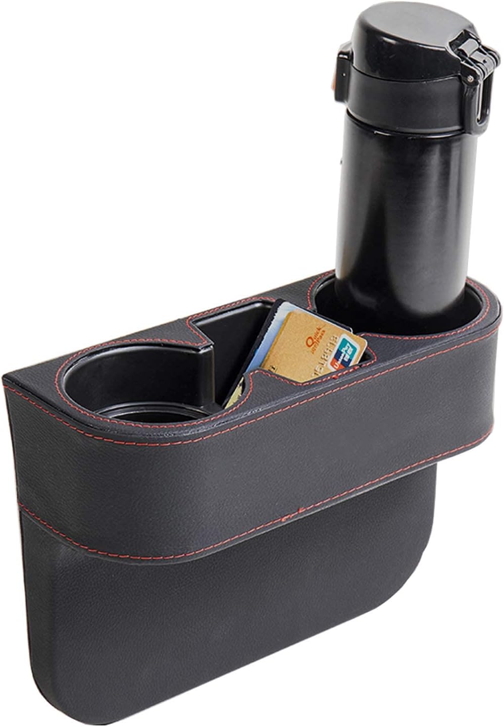 Car Seat Organizer Cup Drink Holders Multi Functional Gap Filler Storage Box Insert Organization Helps Reduce Distracted Driving & Holds Phone Mount Mug Bottle Cellphone