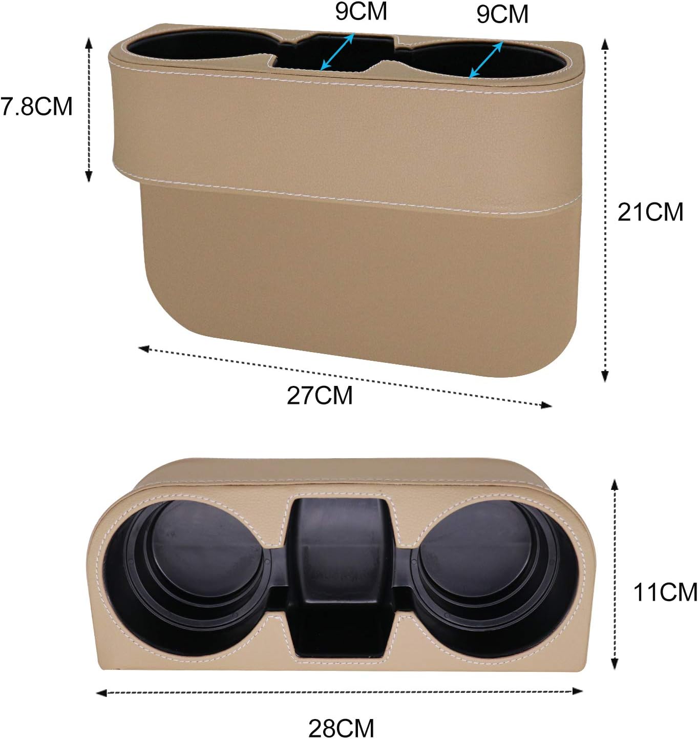 Car Seat Organizer Cup Drink Holders Multi Functional Gap Filler Storage Box Insert Organization Helps Reduce Distracted Driving & Holds Phone Mount Mug Bottle Cellphone