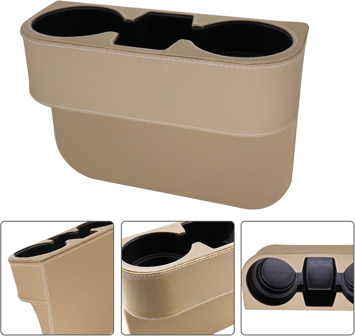 Car Seat Organizer Cup Drink Holders Multi Functional Gap Filler Storage Box Insert Organization Helps Reduce Distracted Driving & Holds Phone Mount Mug Bottle Cellphone