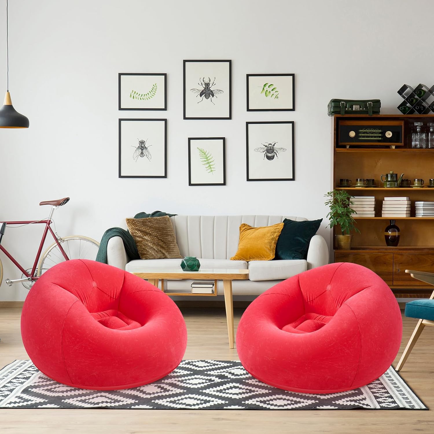 Inflatable Bean Bag Chairs Outdoor Blow up Camping Chairs Inflatable Lazy Sofa Folding Portable Bean Bag Loungers Couch for Movie Night