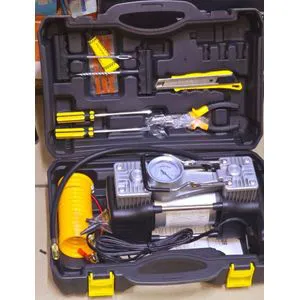 Heavy Duty Tire Inflator Portable Air Compressor Dual Cylinder Direct Drive 12V With Repair Kit