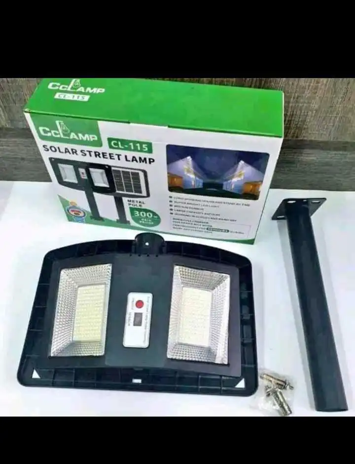 300watts Solar Street Lights Outdoor LED Solar Street Light Cclamp CL-115 Dusk to Dawn for Security Lighting All-In-One 300W Double Sided Street Light With Motion & Darkness Sensor