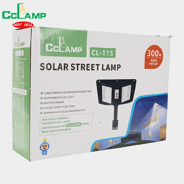 300watts Solar Street Lights Outdoor LED Solar Street Light Cclamp CL-115 Dusk to Dawn for Security Lighting All-In-One 300W Double Sided Street Light With Motion & Darkness Sensor