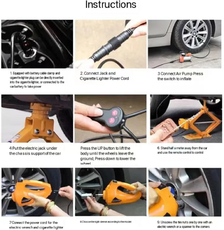 Electric Car Jack 2 Ton Electric Scissor Jack 12V DC Electric Jack with Electric Impact Wrench Car Repair Tool for Sedans and Trucks