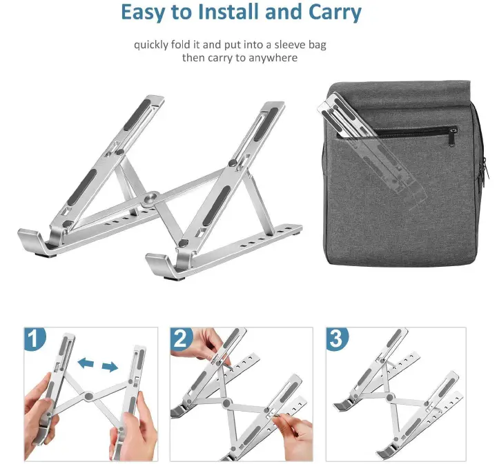 Portable Laptop Stand/Bracket Laptop Stand/Angle Adjustable Height Laptop Mount/Suitable for All Laptops and Tablets (Aluminum)