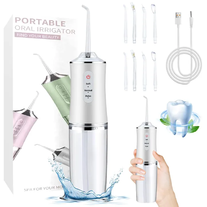 Generic Portable Dental Water Flosser Oral Irrigator USB Rechargeable Water Floss Jet Tooth Pick 4 Tips 220ml Mouth Washing Machine