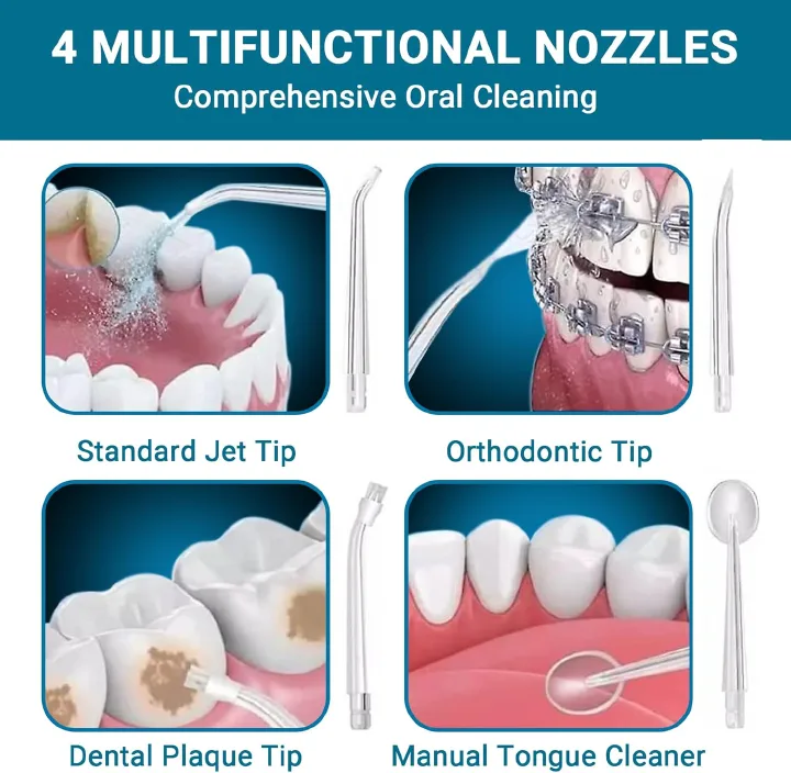 Generic Portable Dental Water Flosser Oral Irrigator USB Rechargeable Water Floss Jet Tooth Pick 4 Tips 220ml Mouth Washing Machine