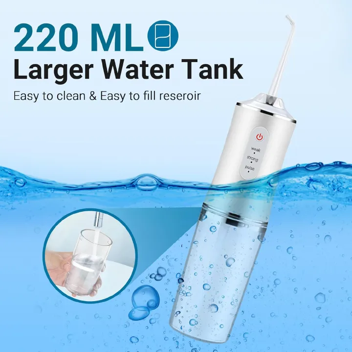 Generic Portable Dental Water Flosser Oral Irrigator USB Rechargeable Water Floss Jet Tooth Pick 4 Tips 220ml Mouth Washing Machine