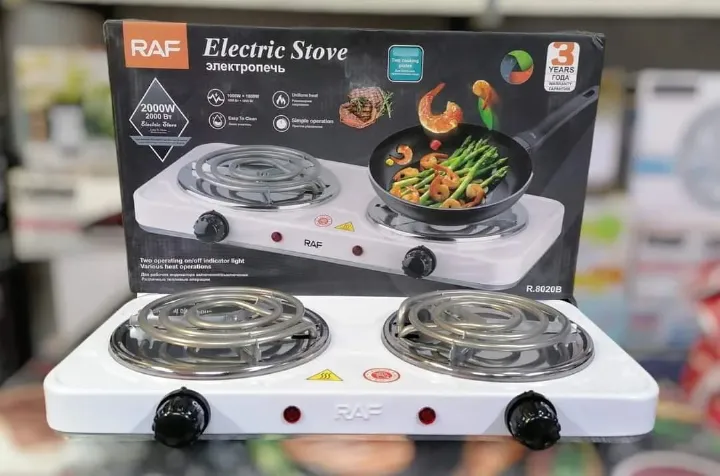 Countertop Coil Hotplate Electric Stove Cooktop Double Flat Burners Electric Hot Plate RAF Electric Stove ( double ) & Hot Plate & Cooker R.8020B with Uniform Heating – 2000w