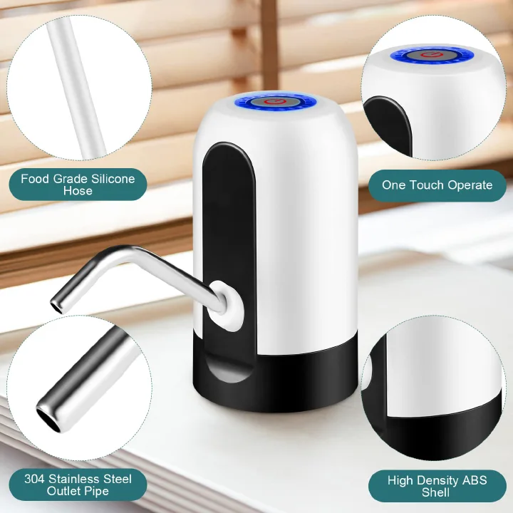 Water Dispenser for 5 Gallon Bottle, Automatic USB Water Dispenser Rechargeable Pump for Universal, Portable USB Charging Electric Drinking Water Jug Pump for Home, Office, Outdoor