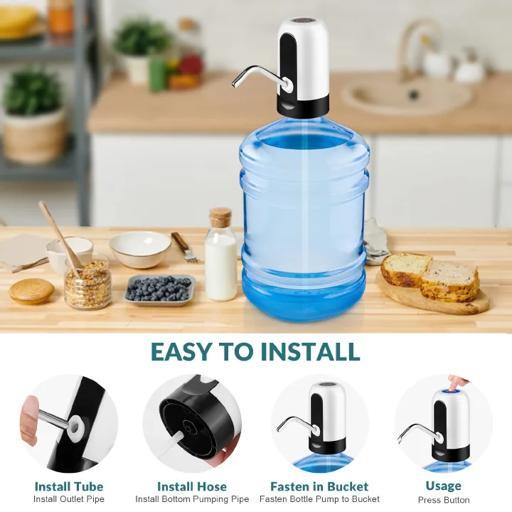 Water Dispenser for 5 Gallon Bottle, Automatic USB Water Dispenser Rechargeable Pump for Universal, Portable USB Charging Electric Drinking Water Jug Pump for Home, Office, Outdoor