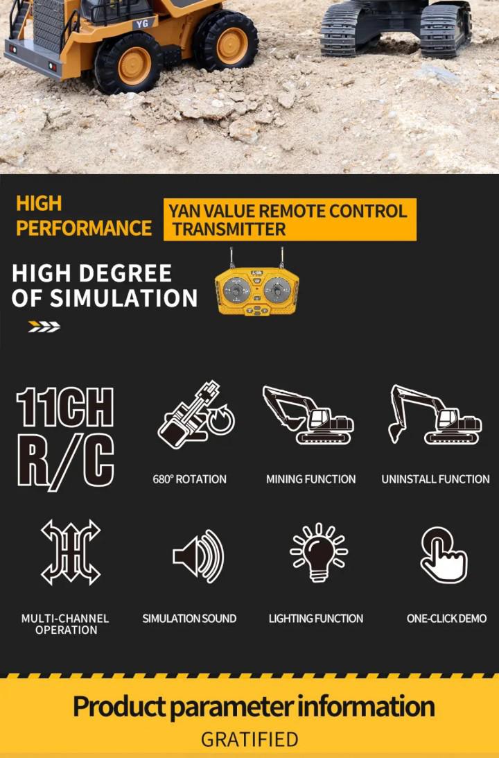 RC Gold Dump Trucks 20 2.4GHz 11CH RC Car Construction Truck