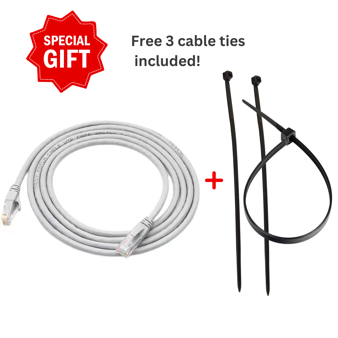 High-Speed Ethernet LAN Cable - 1.5M/3M/5M/10M/20M | RJ45 CAT6 with Boot Connectors + 3 FREE Cable Ties | Perfect for Gaming, Streaming, Home & Office Use