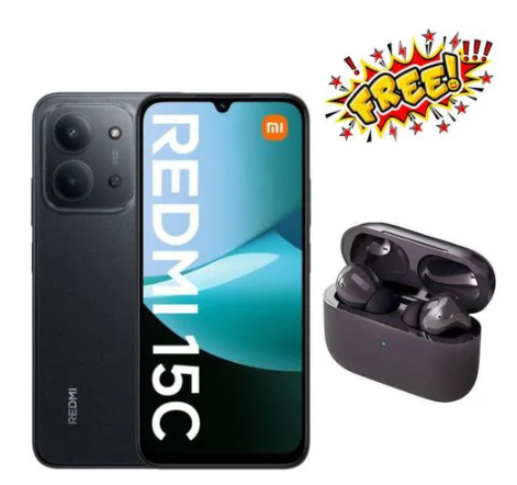 REDMI 15C 128GB Storage Upto 8(4+4)GB Ram 6.9'' FHD Immersive Display 50MP Main Cam +8MP front 6000mAh 33W Fast Charger Xiaomi Hyper OS Side Fingerprint Smartphone smart phones