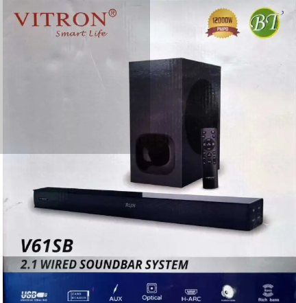 VITRON V61SB SOUNDBAR SYSTEM 12000W PMPO DEEP BASS WIRED AUX USB BLUETOOTH OPTICAL ARC.