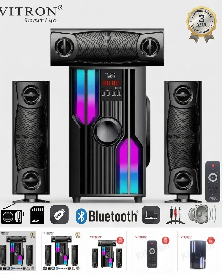 Vitron V646 3.1CH X-Bass Home Theatre System AC/DC Bluetooth Woofer Speaker System Subwoofer Home Audio System USB SD MP3 FM Radio 10000W-1 year warrant