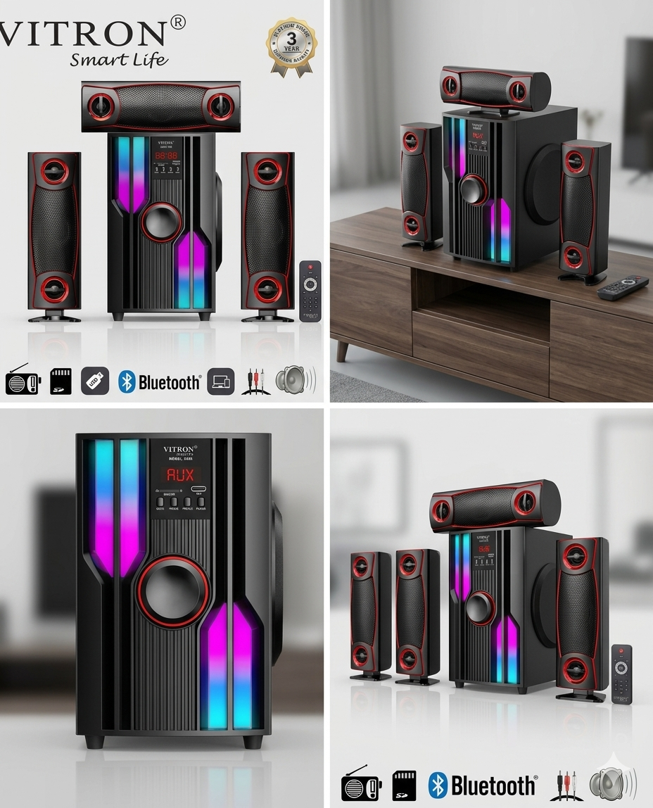 Vitron V646 3.1CH X-Bass Home Theatre System AC/DC Bluetooth Woofer Speaker System Subwoofer Home Audio System USB SD MP3 FM Radio 10000W-1 year warrant
