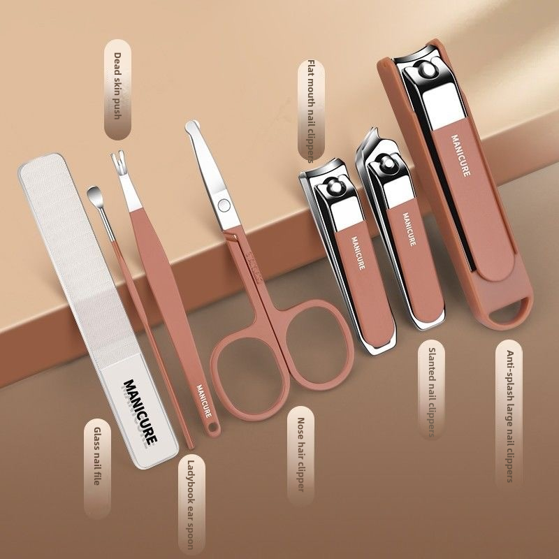 7PCS in set Portable new nail cutting tool set anti splash nail clipper set for home professional nail trimming