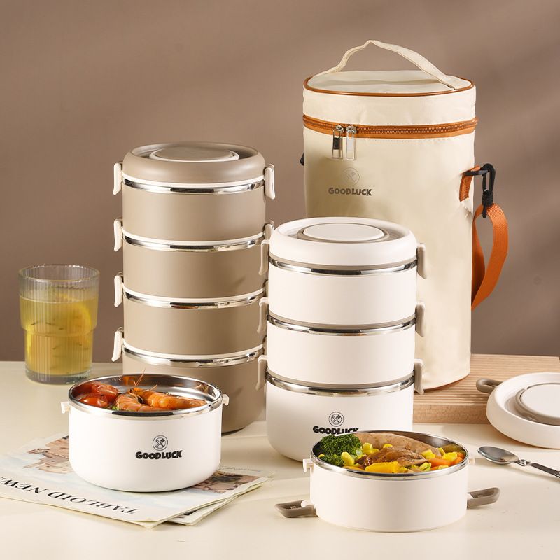 Stainless steel insulated multi-layer lunch box, Portable Microwaveable Sealed household thickened lunch box Insulated To-Go lunch box suitable for office and school people