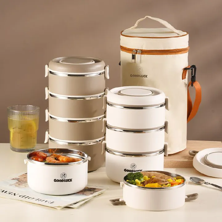 Stainless steel insulated multi-layer lunch box, Portable Microwaveable Sealed household thickened lunch box Insulated To-Go lunch box suitable for office and school people