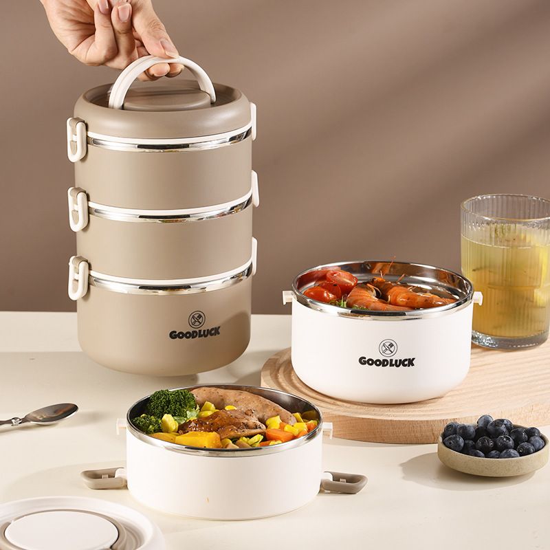 Stainless steel insulated multi-layer lunch box, Portable Microwaveable Sealed household thickened lunch box Insulated To-Go lunch box suitable for office and school people