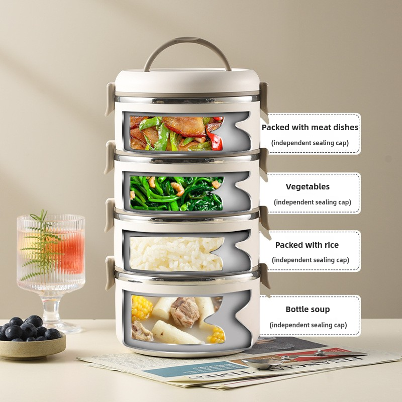 Stainless steel insulated multi-layer lunch box, Portable Microwaveable Sealed household thickened lunch box Insulated To-Go lunch box suitable for office and school people