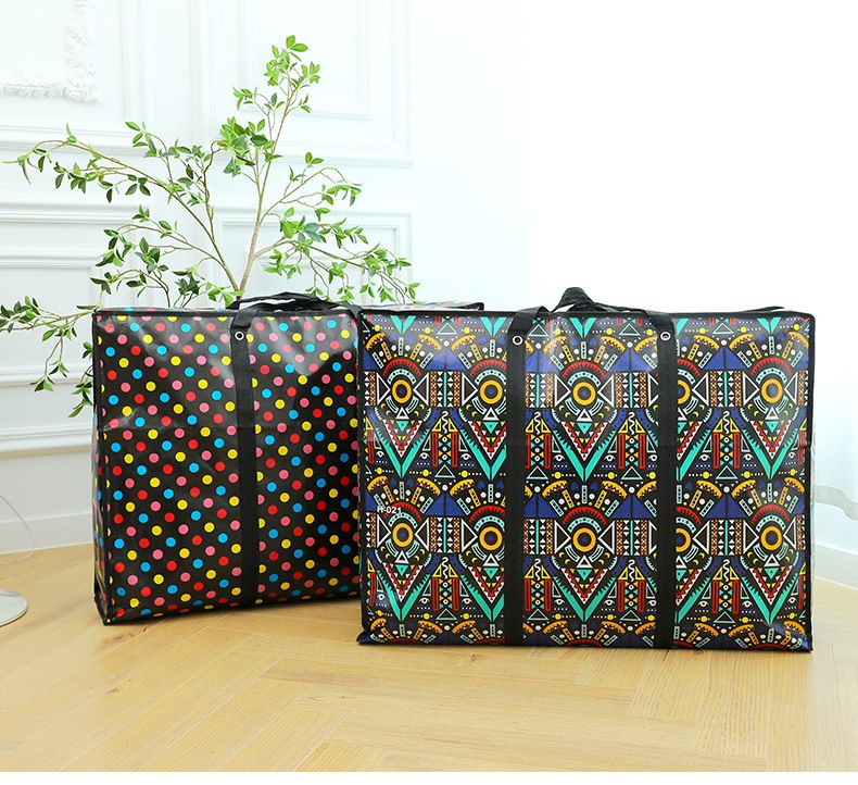 Non woven laminated moving bag, large waterproof luggage packing bag, large capacity cotton quilt storage travel bag