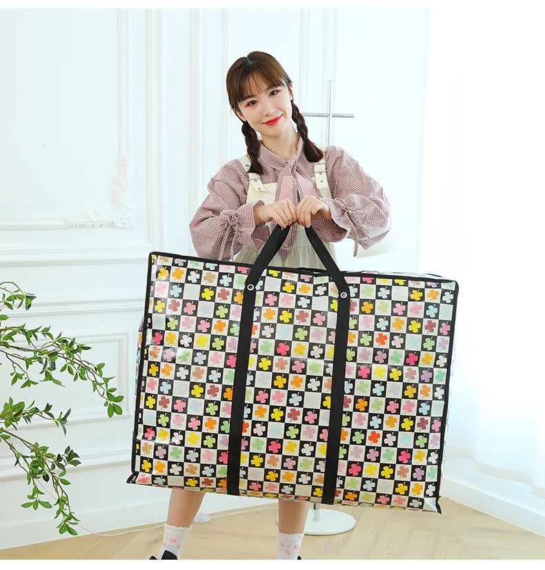 Non woven laminated moving bag, large waterproof luggage packing bag, large capacity cotton quilt storage travel bag