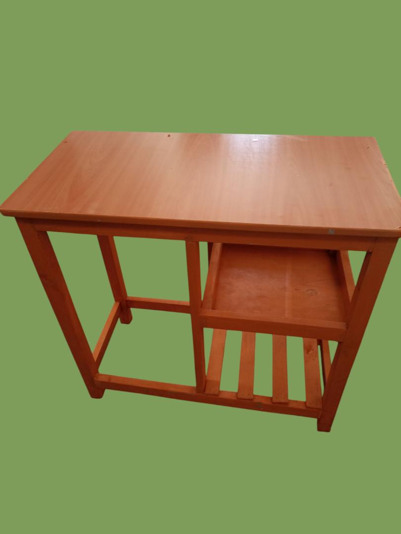 [SUPERIOR QUALITY]  Modern strong and classic kitchen table,Wooden strong Kitchen table with racks. brown as picture suitable for table top burner gas burner.