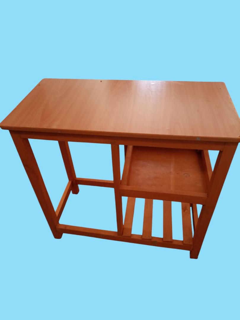 [SUPERIOR QUALITY]  Modern strong and classic kitchen table,Wooden strong Kitchen table with racks. brown as picture suitable for table top burner gas burner.