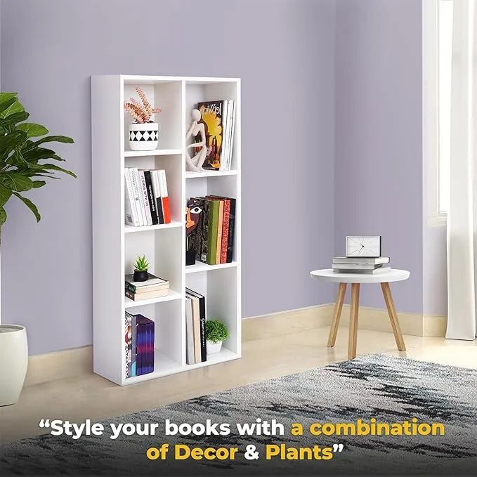 Superior Quality Bookshelf 7 Cubes Wood Multipurpose Book Stand for Home Office Study Room Open Storage Organizer Showcase for Bedroom, Living Room (L49 *W24* H110 cm)