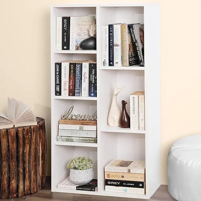 Superior Quality Bookshelf 7 Cubes Wood Multipurpose Book Stand for Home Office Study Room Open Storage Organizer Showcase for Bedroom, Living Room (L49 *W24* H110 cm)