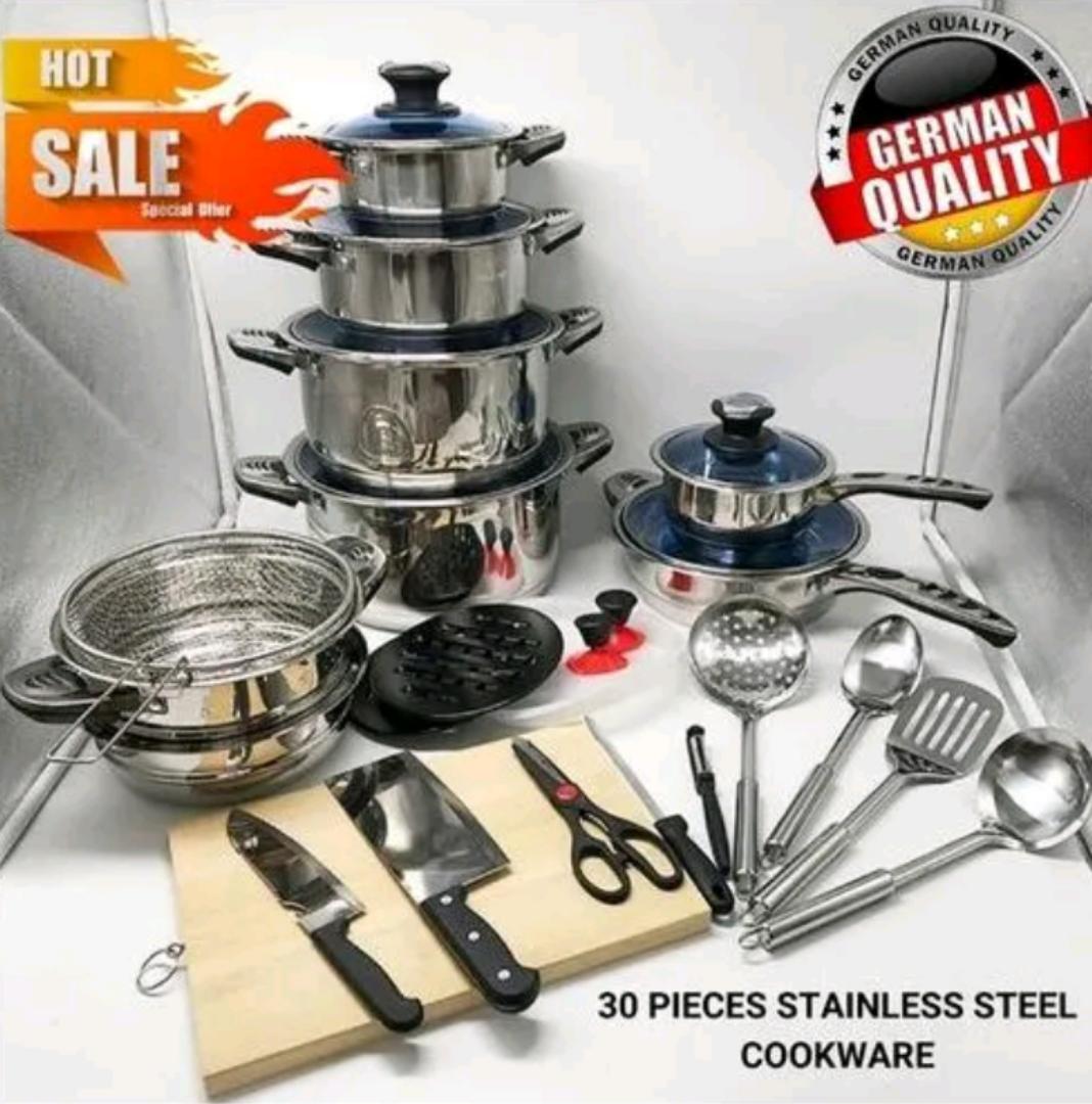 30pcs Marwa stainless steel cookware set.