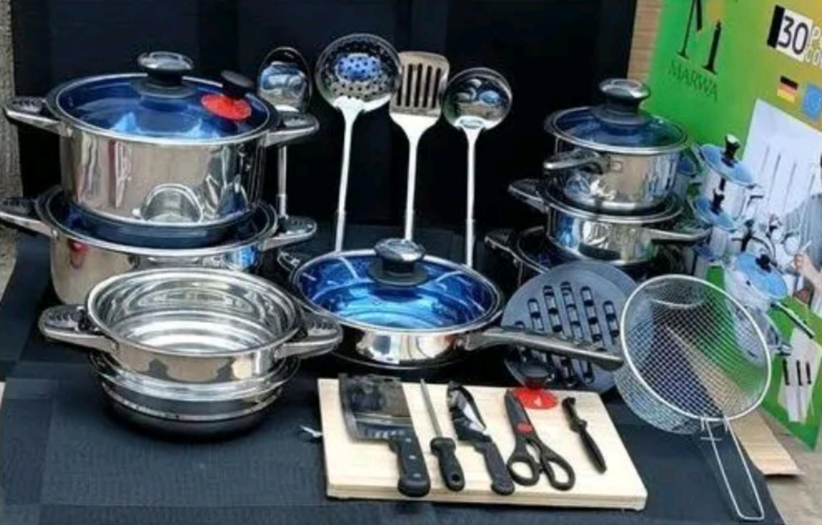 30pcs Marwa stainless steel cookware set.