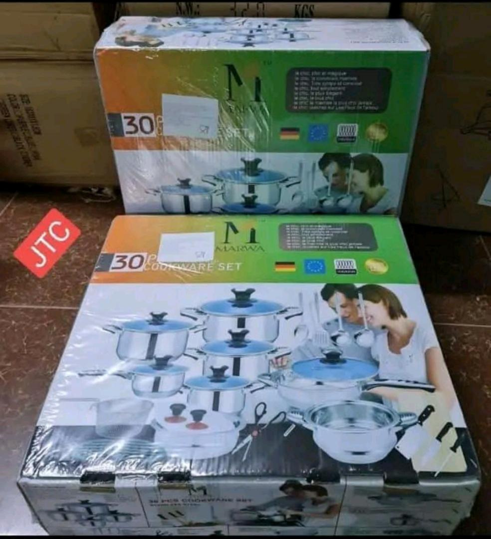 30pcs Marwa stainless steel cookware set.