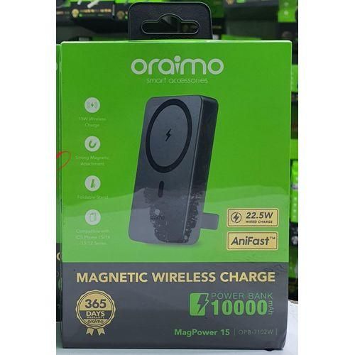 Oraimo MagPower 15 Magnetic Wireless Power Bank 10,000mAh – Fast Charging, Portable 2-in-1 Wireless & Wired Power Bank (Model OPB-7102W)