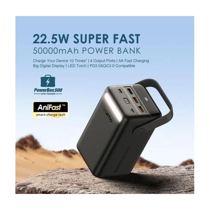 Oraimo PowerBox 500 50,000mAh 22.5W Fast Charging Power Bank – High-Capacity, Dual USB Output, Type-C Input (OPB-P500QN)