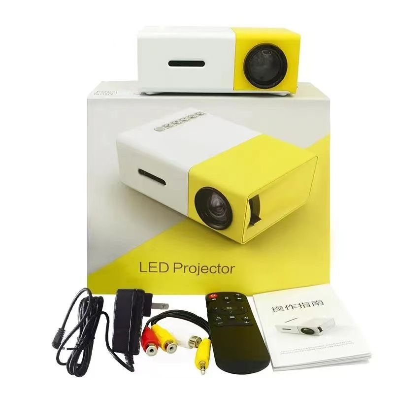 YG300 new model mini projector, portable home HD projector, plug in to connect to mobile phone with built-in speakers